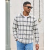 image:imageCOOFANDY Mens Lightweight Flannel Shirt Long Sleeve Plaid Shirt with PocketWhite