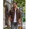 image:imageCOOFANDY Mens Long Sleeve Button Down Lightweight Shirt Jacket with PocketBrown