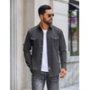 image:imageCOOFANDY Mens Long Sleeve Button Down Lightweight Shirt Jacket with PocketDark Grey