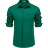 image:imageCOOFANDY Mens Long Sleeve Wrinkle Free Shirts Casual Button Down Shirts Untucked Dress ShirtGreen