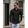 image:imageCOOFANDY Mens Oxford Shirt Cotton Long Sleeve RegularFit Dress Shirt Wrinkle Free Casual Button Down ShirtsBlack