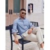 image:imageCOOFANDY Mens Oxford Shirt Long Sleeve Casual Button Down Shirts Soild Dress Shirts with PocketDark Blue
