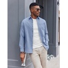 image:imageCOOFANDY Mens Oxford Shirt Long Sleeve Casual Button Down Shirts Soild Dress Shirts with PocketDark Blue