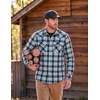image:imageCOOFANDY Mens Plaid Flannel Shirts Long Sleeve Western Pearl Snap Shirts Fall Button Down Shirt for MenBlue Black