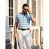 image:imageCOOFANDY Mens Short Sleeve Button Down Shirts Plaid Summer Dress Shirt with Pocket Business Casual Outfits for MenBlue White Plaid