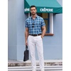 image:imageCOOFANDY Mens Short Sleeve Button Down Shirts Plaid Summer Dress Shirt with Pocket Business Casual Outfits for MenDark Blue Plaid