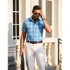 image:imageCOOFANDY Mens Short Sleeve Button Down Shirts Plaid Summer Dress Shirt with Pocket Business Casual Outfits for MenLight Blue Plaid