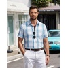 image:imageCOOFANDY Mens Short Sleeve Button Down Shirts Plaid Summer Dress Shirt with Pocket Business Casual Outfits for MenWhite Blue Plaid