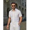 image:imageCOOFANDY Mens Short Sleeve Button Down Shirts Plaid Summer Dress Shirt with Pocket Business Casual Outfits for MenYellow Plaid