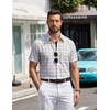 image:imageCOOFANDY Mens Short Sleeve Button Down Shirts Plaid Summer Dress Shirt with Pocket Business Casual Outfits for MenYellow Plaid