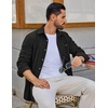 image:imageCOOFANDY Mens Waffle Button Down Shirt Casual Long Sleeve Corduroy ShirtsAll Black