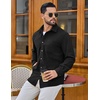 image:imageCOOFANDY Mens Waffle Button Down Shirt Casual Long Sleeve Corduroy ShirtsAll Black