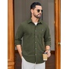image:imageCOOFANDY Mens Waffle Button Down Shirt Casual Long Sleeve Corduroy ShirtsArmy Green