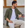 image:imageCOOFANDY Mens Waffle Button Down Shirt Casual Long Sleeve Corduroy ShirtsArmy Green
