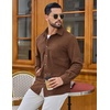 image:imageCOOFANDY Mens Waffle Button Down Shirt Casual Long Sleeve Corduroy ShirtsCaramel