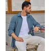 image:imageCOOFANDY Mens Waffle Button Down Shirt Casual Long Sleeve Corduroy ShirtsDark Blue