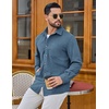 image:imageCOOFANDY Mens Waffle Button Down Shirt Casual Long Sleeve Corduroy ShirtsDark Blue