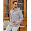image:imageCOOFANDY Mens Waffle Button Down Shirt Casual Long Sleeve Corduroy ShirtsLight Grey