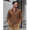 image:imageCOOFANDY Mens Waffle Shirt Jacket Casual Overshirt Long Sleeve Lightweight Textured Shacket with PocketBrown