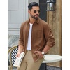 image:imageCOOFANDY Mens Waffle Shirt Jacket Casual Overshirt Long Sleeve Lightweight Textured Shacket with PocketBrown