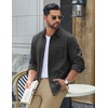 image:imageCOOFANDY Mens Waffle Shirt Jacket Casual Overshirt Long Sleeve Lightweight Textured Shacket with PocketCarbon Black