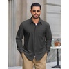 image:imageCOOFANDY Mens Waffle Shirt Jacket Casual Overshirt Long Sleeve Lightweight Textured Shacket with PocketCarbon Black