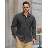 image:imageCOOFANDY Mens Waffle Shirt Jacket Casual Overshirt Long Sleeve Lightweight Textured Shacket with PocketCarbon Black