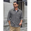 image:imageCOOFANDY Mens Waffle Shirt Jacket Casual Overshirt Long Sleeve Lightweight Textured Shacket with PocketGray