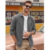 image:imageCOOFANDY Mens Waffle Shirt Jacket Casual Overshirt Long Sleeve Lightweight Textured Shacket with PocketGray
