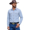 image:imageCOOFANDY Men Western Cowboy Shirt Casual Button Down Work Shirt with PocketLight Blue
