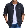 image:imageCOOFANDY Mens Button Down Shirt Jacket Long Sleeve Flannel ShirtsDark Blue