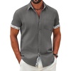 image:imageCOOFANDY Mens Button Down Shirts Short Sleeve Casual Cotton ShirtsDark Grey