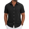 image:imageCOOFANDY Mens Casual Button Down Shirt Short Sleeve Summer Beach ShirtsBlack