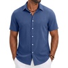 image:imageCOOFANDY Mens Casual Button Down Shirt Short Sleeve Summer Beach ShirtsBlue