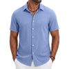 image:imageCOOFANDY Mens Casual Button Down Shirt Short Sleeve Summer Beach ShirtsLight Blue