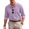 image:imageCOOFANDY Mens Casual Button Down Shirts Long Sleeve Untucked Regular Fit Denim Dress ShirtLight Purple