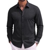 image:imageCOOFANDY Mens Casual Button Down Shirts Long Sleeve Vintage Denim ShirtBlack Greytextured