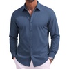 image:imageCOOFANDY Mens Casual Button Down Shirts Long Sleeve Vintage Denim ShirtBluetextured