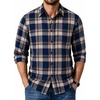 image:imageCOOFANDY Mens Casual Long Sleeve Button Up Plaid Flannel Shirt Jacket with PocketPlaid Navy Khaki