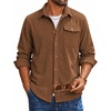 image:imageCOOFANDY Mens Corduroy Shirt Long Sleeve Button Down Casual Shirts JacketLight Brown