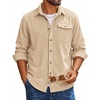 image:imageCOOFANDY Mens Corduroy Shirt Long Sleeve Button Down Casual Shirts JacketLight Khaki
