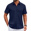 image:imageCOOFANDY Mens Dress Shirts Short Sleeve Casual Untucked Button Down ShirtNavy Blue