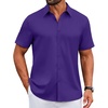 image:imageCOOFANDY Mens Dress Shirts Short Sleeve Casual Untucked Button Down ShirtPurple