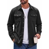 image:imageCOOFANDY Mens Flannel Shirt Jacket Long Sleeve Plaid Shacket with PocketsBlacksolid Color