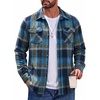 image:imageCOOFANDY Mens Flannel Shirt Jacket Long Sleeve Plaid Shacket with PocketsBlue