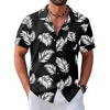 image:imageCOOFANDY Mens Hawaiian Shirt Short Sleeve Tropical Button Up Vacation Beach ShirtBlack  Palm Leaf