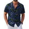 image:imageCOOFANDY Mens Hawaiian Shirt Short Sleeve Tropical Button Up Vacation Beach ShirtBlack Blue Green  Leaf