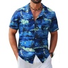 image:imageCOOFANDY Mens Hawaiian Shirt Short Sleeve Tropical Button Up Vacation Beach ShirtBlue  Palm Tree