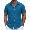 image:imageCOOFANDY Mens Hawaiian Shirts Short Sleeve Button Down Vacation ShirtsBluebanana Leaf