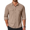 image:imageCOOFANDY Mens Long Sleeve Shirts Casual Button Down Shirt Wrinkle Free Dress Shirt with PocketLight Brown
